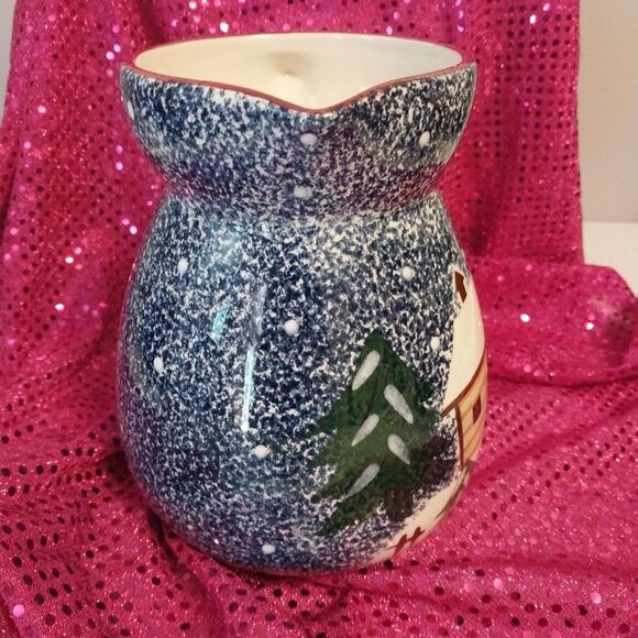 Vtg The Cooks Bazaar Picher 2 Quart Holiday Mountain Lodge Cabin Y2K Winter - Picture 4 of 10